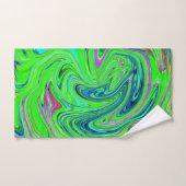Lime Green en Blue Groovy Abstract Retro Art Bad Handdoek (Handdoek)