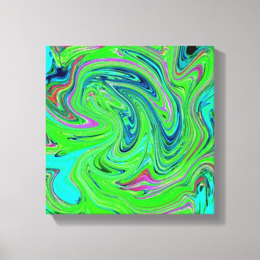 Lime Green en Blue Groovy Abstract Retro Art Canvas Afdruk (Voorkant)