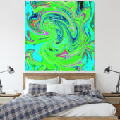 Lime Green en Blue Groovy Abstract Retro Art Canvas Afdruk (Insitu (Slaapkamer))