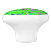 Lime Green en Blue Groovy Abstract Retro Art Keramische Knop (Zijkant)