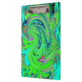 Lime Green en Blue Groovy Abstract Retro Art Klembord (Links)