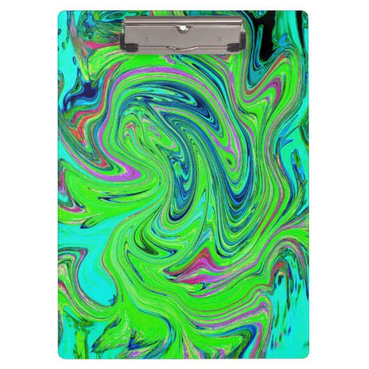 Lime Green en Blue Groovy Abstract Retro Art Klembord (Voorkant)
