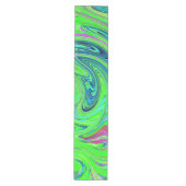 Lime Green en Blue Groovy Abstract Retro Art Medium Tafelloper (Voorkant)