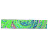 Lime Green en Blue Groovy Abstract Retro Art Medium Tafelloper (Horizontaal)