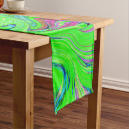 Lime Green en Blue Groovy Abstract Retro Art Medium Tafelloper