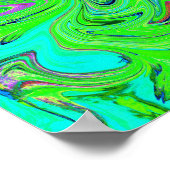 Lime Green en Blue Groovy Abstract Retro Art Poster (Hoek)