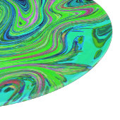 Lime Green en Blue Groovy Abstract Retro Art Snijplank (Hoek)