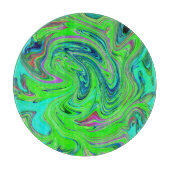 Lime Green en Blue Groovy Abstract Retro Art Snijplank (Voorkant)