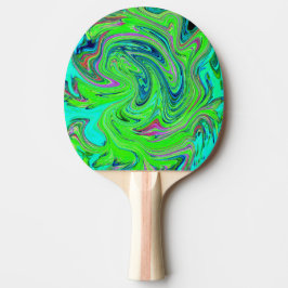 Lime Green en Blue Groovy Abstract Retro Art Tafeltennisbatje