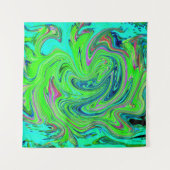 Lime Green en Blue Groovy Abstract Retro Art Wandkleed (Voorkant (horizontaal))