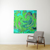 Lime Green en Blue Groovy Abstract Retro Art Wandkleed (In Situ (horizontaal))