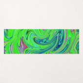 Lime Green en Blue Groovy Abstract Retro Art Yogamat (Voorkant (horizontaal))