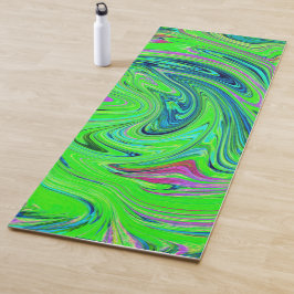 Lime Green en Blue Groovy Abstract Retro Art Yogamat