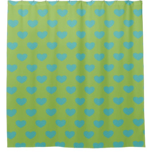 Lime Green en Blue Simple Cute Heart Pattern Douchegordijn (Voorkant)