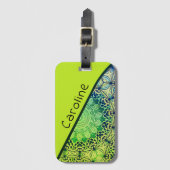 Lime Green en Blue Whimsical Boho Mandala Art Bagagelabel (Voorkant (verticaal))