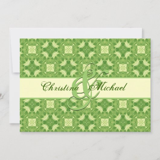 Lime Green en Cream Crosses en Squares Weddenschap Kaart (Voorkant)