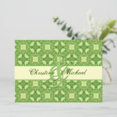 Lime Green en Cream Crosses en Squares Weddenschap Kaart (Staand voorkant)