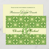 Lime Green en Cream Crosses en Squares Weddenschap Kaart (Voorkant / Achterkant)