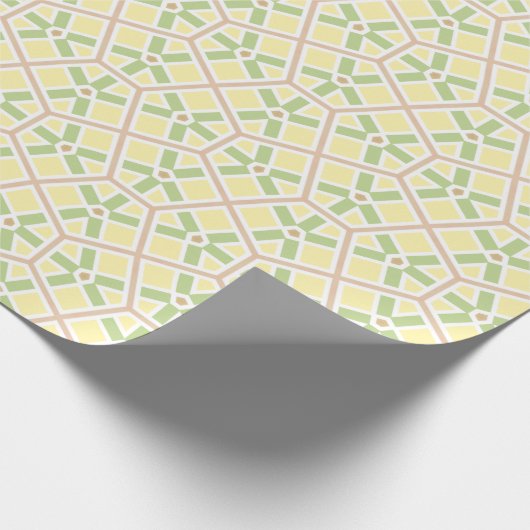 Lime Green en Cream geometrisch Cadeaupapier (Hoek)