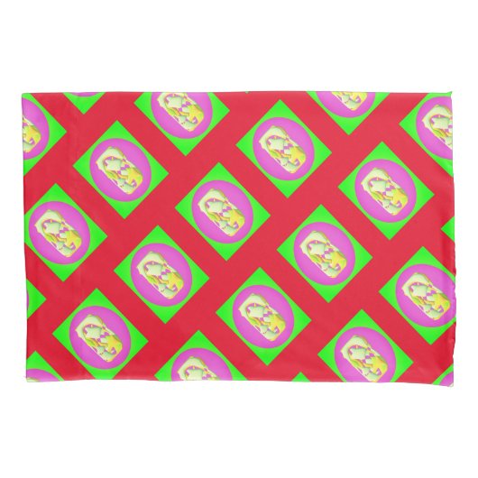 Lime Green en felle paarse patroontjes Fle Kussensloop (Voorkant)