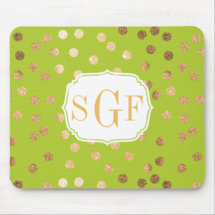 Lime Green en Gold Glitter City Stippen Mousepad Muismat