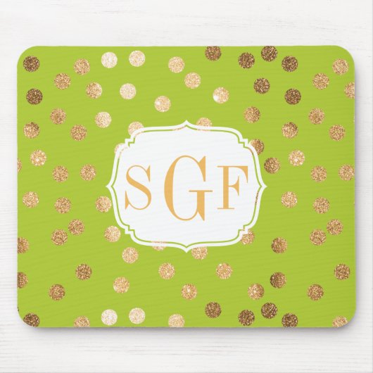 Lime Green en Gold Glitter City Stippen Mousepad Muismat (Voorkant)