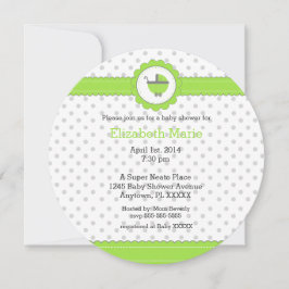 Lime Green en Grey Polka Dots Baby shower Kaart