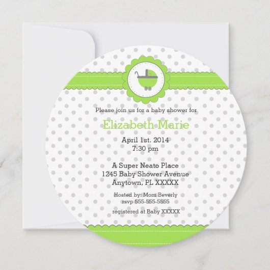 Lime Green en Grey Polka Dots Baby shower Kaart (Voorkant)