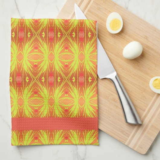 Lime Green en koraal Theedoek (Quarter Fold)