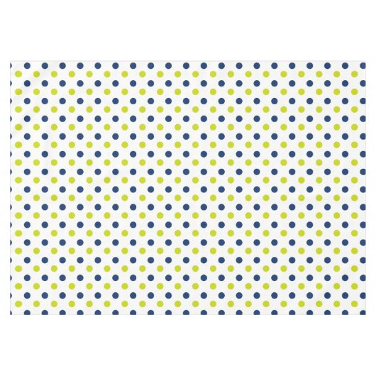 Lime Green en Navy Blue Polka Dots on White Tafelkleed (Voorkant (Horizontaal))