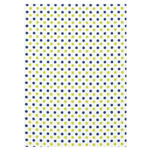 Lime Green en Navy Blue Polka Dots on White Tafelkleed (Voorkant)