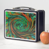 Lime Green en Oranje Abstract Retro Twirl (In situ)