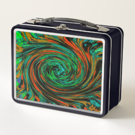 Lime Green en Oranje Abstract Retro Twirl