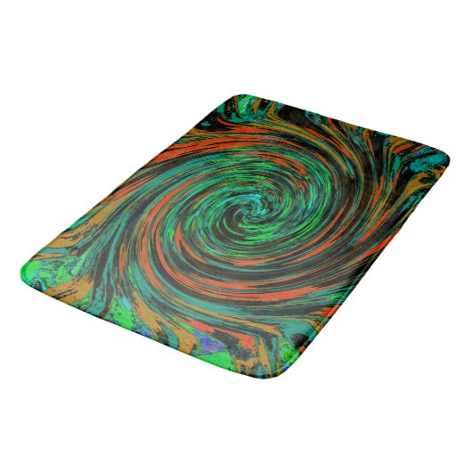 Lime Green en Oranje Abstract Retro Twirl Badmat (Gekanteld)