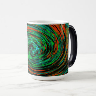 Lime Green en Oranje Abstract Retro Twirl Magische Mok