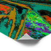 Lime Green en Oranje Abstract Retro Twirl Poster (Hoek)