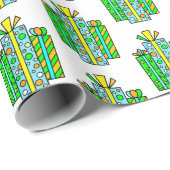 Lime Green en Oranje Whimsical Cartoon Gifts Cadeaupapier (Rol Hoek)