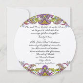 Lime Green en Raspberry Damask Wedding Invitation Kaart (Voorkant)