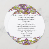 Lime Green en Raspberry Damask Wedding Invitation Kaart (Voorkant / Achterkant)