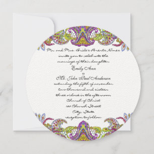 Lime Green en Raspberry Damask Wedding Invitation Kaart