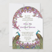 Lime Green en Raspberry Damask Wedding Invitation Kaart (Voorkant)