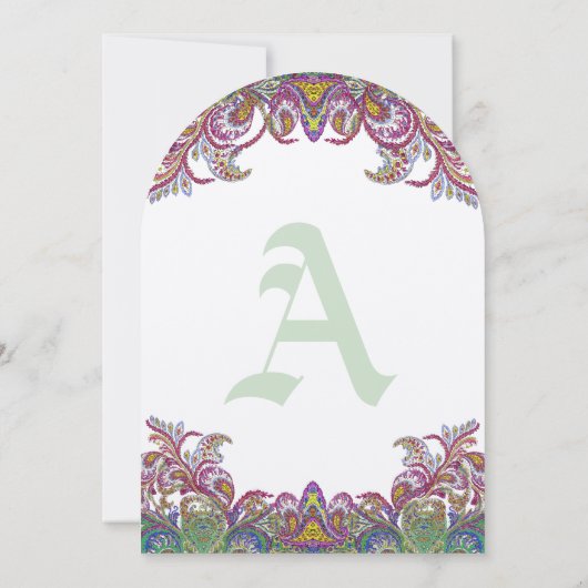 Lime Green en Raspberry Damask Wedding Invitation Kaart (Achterkant)