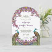 Lime Green en Raspberry Damask Wedding Invitation Kaart (Staand voorkant)