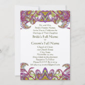Lime Green en Raspberry Damask Wedding Invitation Kaart (Voorkant)
