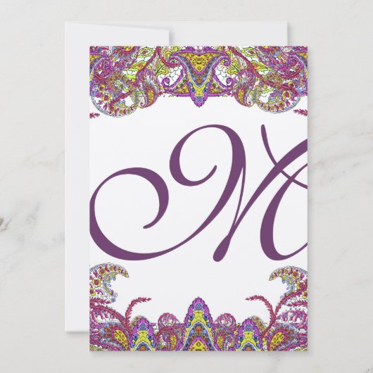 Lime Green en Raspberry Damask Wedding Invitation Kaart (Achterkant)