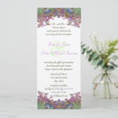 Lime Green en Raspberry Damask Wedding Invitation Kaart (Staand voorkant)