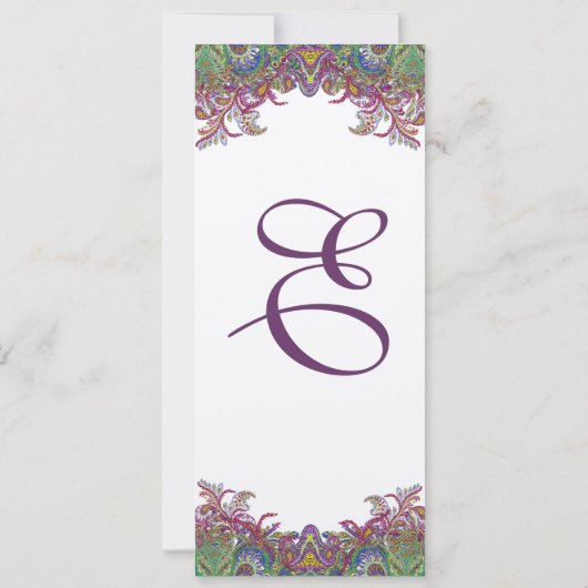 Lime Green en Raspberry Damask Wedding Invitation Kaart (Achterkant)