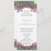 Lime Green en Raspberry Damask Wedding Invitation Kaart (Voorkant / Achterkant)