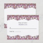 Lime Green en Raspberry Damask Wedding Place Card Kaart (Voorkant / Achterkant)
