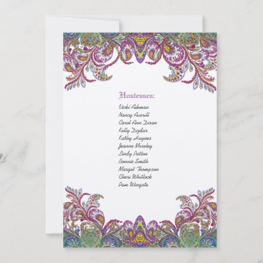 Lime Green en Raspberry Damask Wedding Shower Kaart (Achterkant)